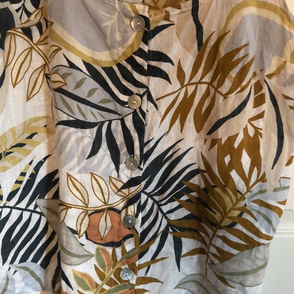 C&C CALIFORNIA Tropical Floral Print Button Down Linen Tank Top Large - Picture 2 of 5